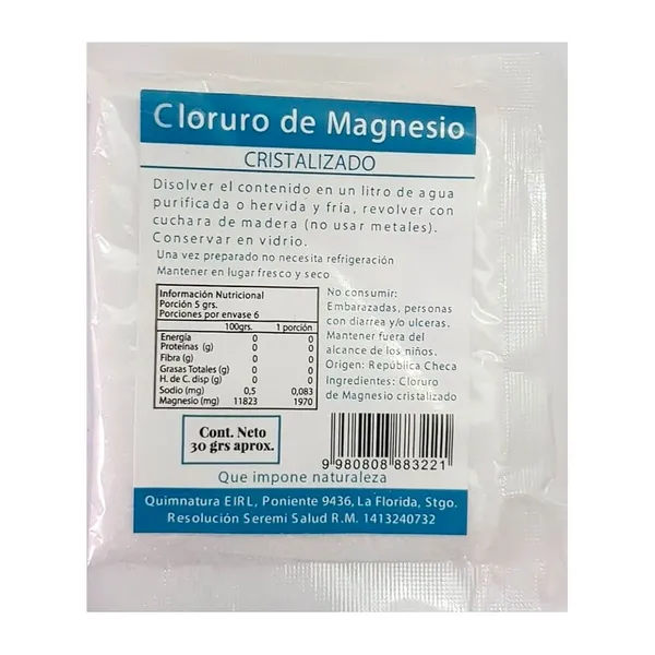 Cloruro De Magnesio x 30g (Quimnatura)