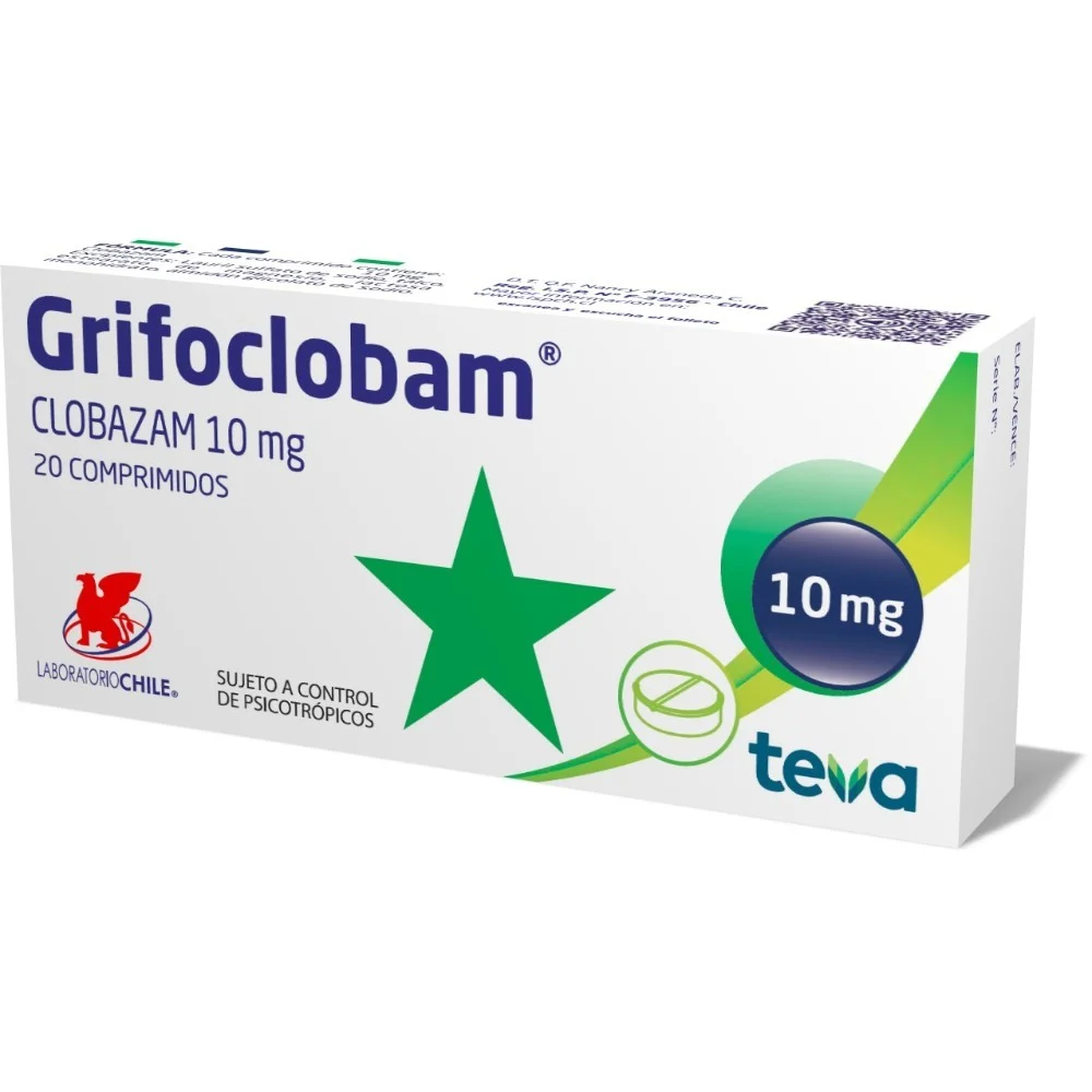 Grifoclobam Clobazam 10 mg x 20 Comprimidos